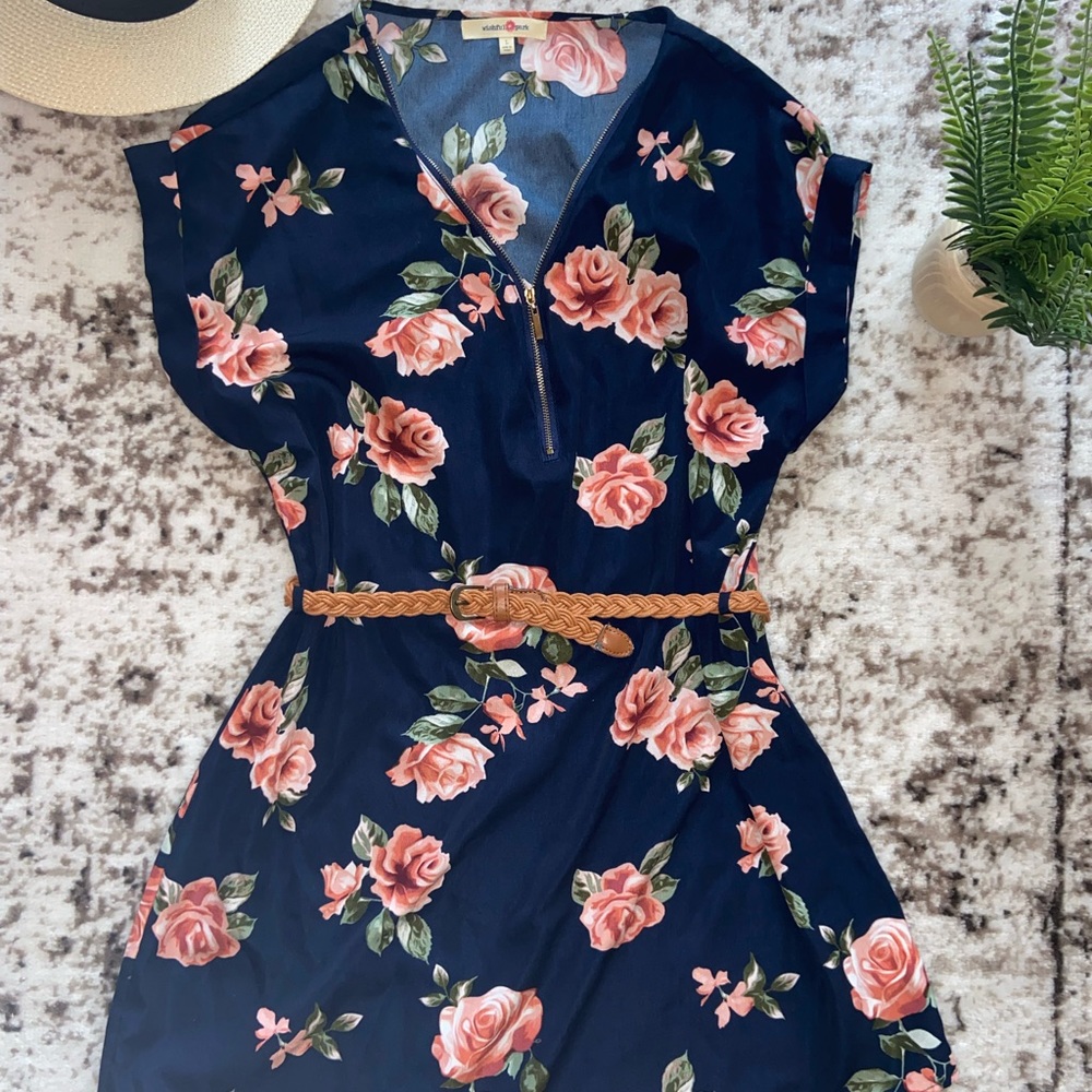 Floral Shirt/Mini Shirt Dress w/ Belt